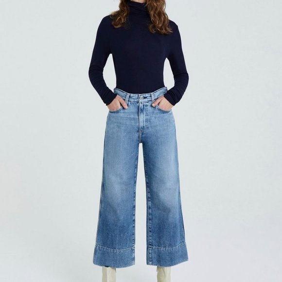 Ag Adriano Goldschmied Denim - AG Adriano Goldshmied Etta High Waist Wide Leg Crop Light wash Jeans, Size 28